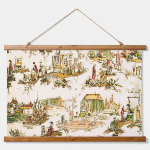 Tapisserie Suspendue Français Creme Toile Chinoiserie Style Rustique
