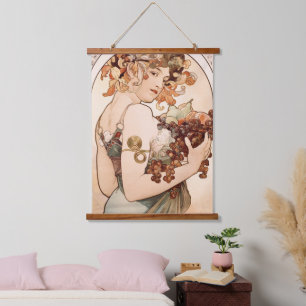 Tapisserie Suspendue Fruit Art Nouveau vintage par Alphonse Mucha