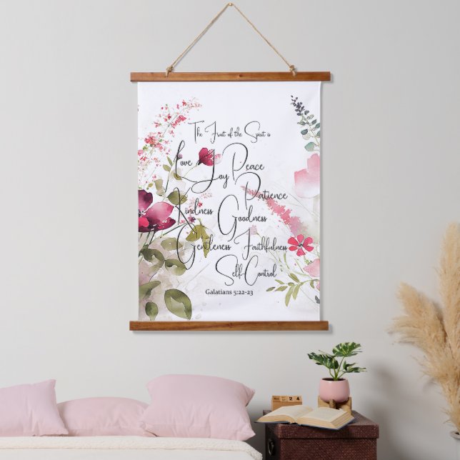 Tapisserie Suspendue Fruit de l'Esprit rose floral (Chambre à coucher)