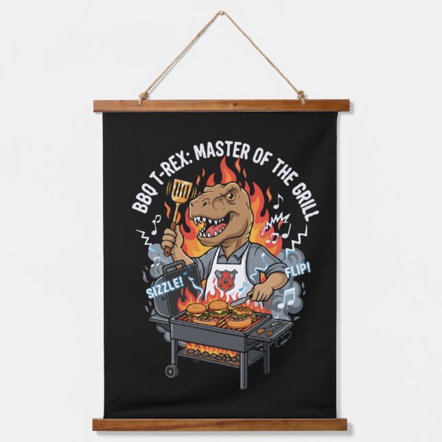 Tapisserie Suspendue Funny BBQ T-Rex Master of the Grill Dinosaur Dad  (Recto)