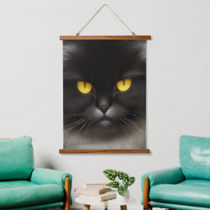 Tapisserie Suspendue Funny Fluffeux noir Perse noir chaton visage