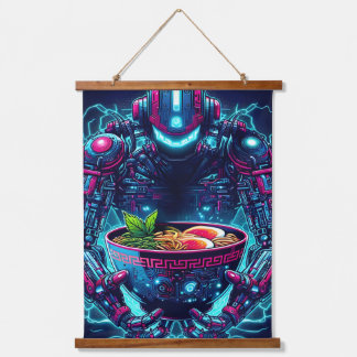 Tapisserie Suspendue Futuristic Cyberpunk Robot Neon Food Ramen