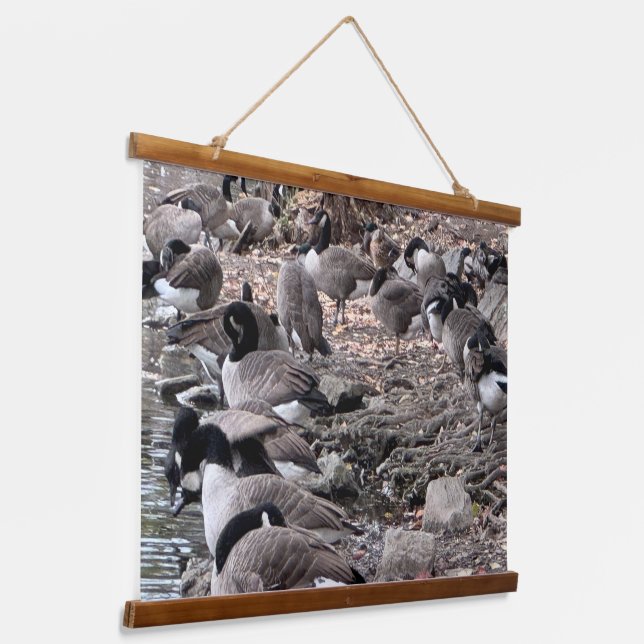 Tapisserie Suspendue Geese in the Park Wood Topped Wall Tapestry (Angulaire)