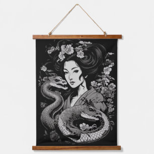 Tapisserie Suspendue Geisha avec serpents