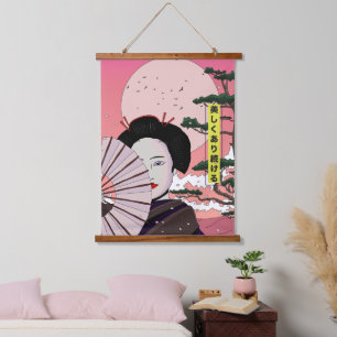 Tapisserie Suspendue Geisha Soyez Belle Manga japonais style Japonais