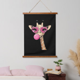 Tapisserie Suspendue Girafe Mignonne Portant des Lunettes de Soleil en