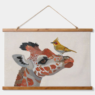 TAPISSERIE SUSPENDUE GIRAFFE & OISEAU DORÉ