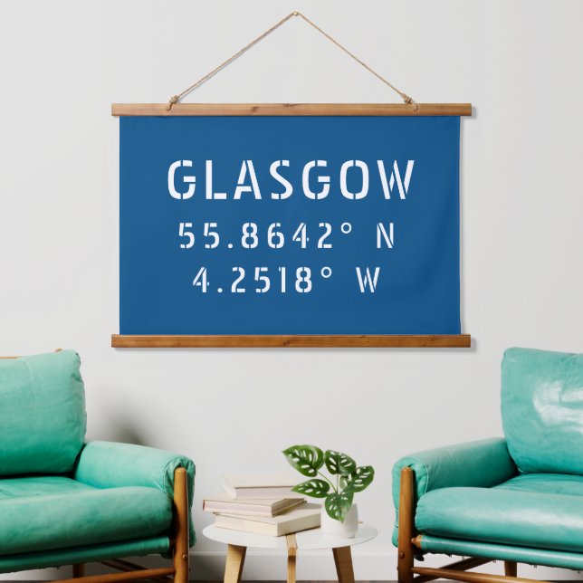 Tapisserie Suspendue Glasgow Écosse Latitude & Longitude (Salon)