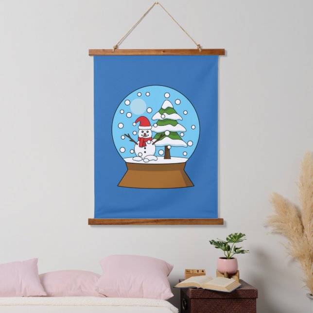 Tapisserie Suspendue Globe de neige avec Snowman et Pine Tree (Chambre à coucher)