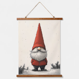 Tapisserie Suspendue Gnome d'hiver joyeux en Casquette rouge