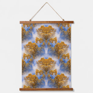 Tapisserie Suspendue Golden Autumn Leaves Blue Sky Abstrait
