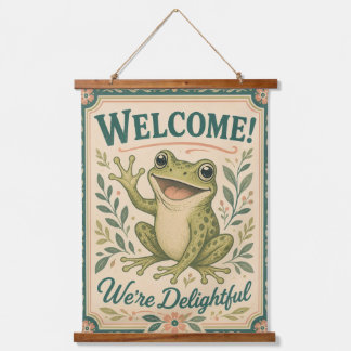 Tapisserie Suspendue Grenouille Rétro Bienvenue Nous sommes Ravissants