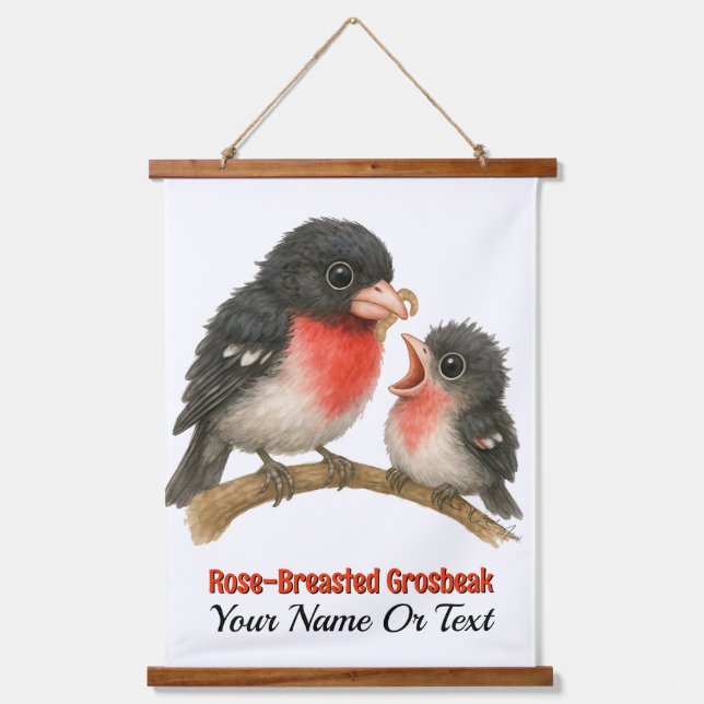 Tapisserie Suspendue Grosbeak à poitrine Rose étonnante (Recto)