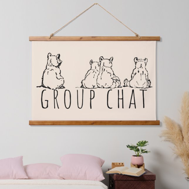 Tapisserie Suspendue Group Chat Cute Bears (Chambre à coucher)