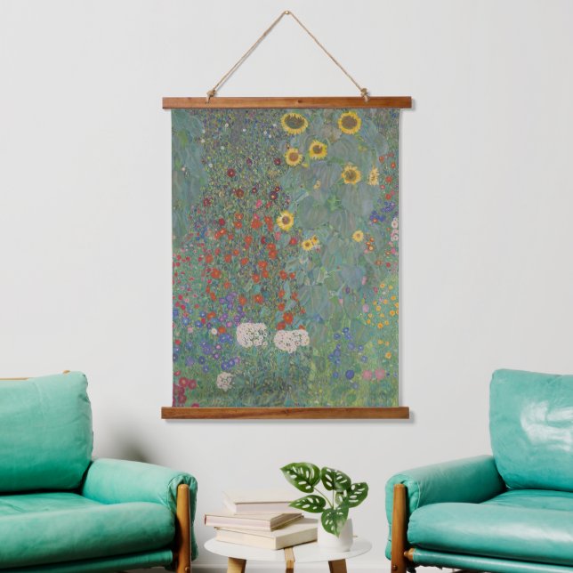 Tapisserie Suspendue Gustav Klimt - Jardin de ferme avec des fleurs de  (Salon)