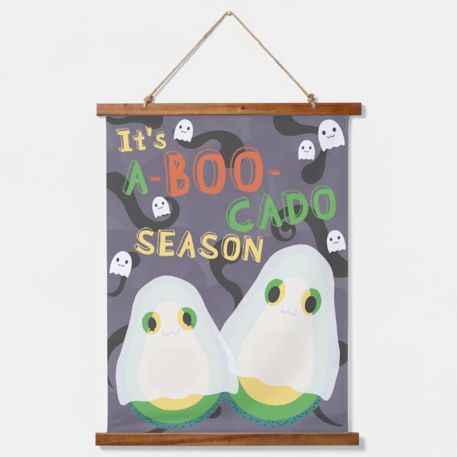 Tapisserie Suspendue Halloween A-BOO-Cado Éffrayant Cute Avocado Ghosts (Recto)
