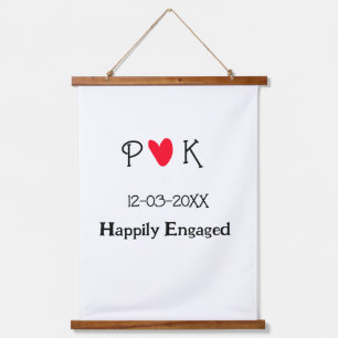 Tapisserie Suspendue Happily Engagé ajouter nom de couple date de lettr