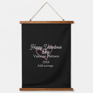 Tapisserie Suspendue Happy Valentine's day red glitter heart black name