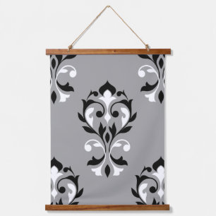 Tapisserie Suspendue Heart Damask Lg Motif I Black+White on Grey