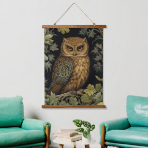 Tapisserie Suspendue hibou Art nouveau dans la forêt