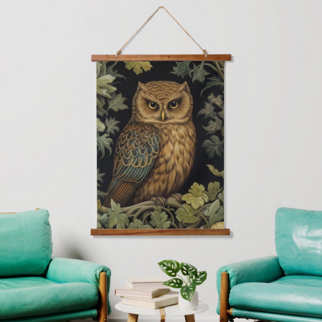 Tapisserie Suspendue hibou Art nouveau dans la forêt (Salon)