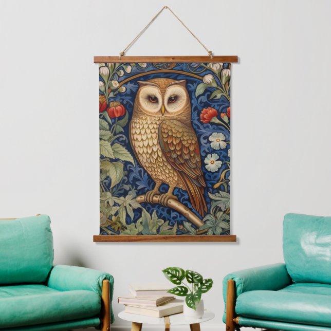 Tapisserie Suspendue Hibou dans le jardin style William Morris (Salon)