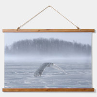 Hibou des neiges en vol en hiver
