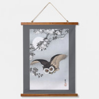 Hibou volant et pleine lune, Koson, Ukiyo-e