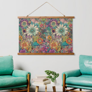Tapisserie Suspendue Hippie rétro : Mur de marguerite pendu