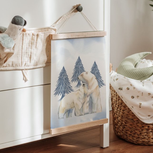Tapisserie Suspendue Hiver Famille Ours polaire Artique Nourriture Déco (Winter Family Polar Bear Arctic Nursery Wall Decor Hanging Tapestry)