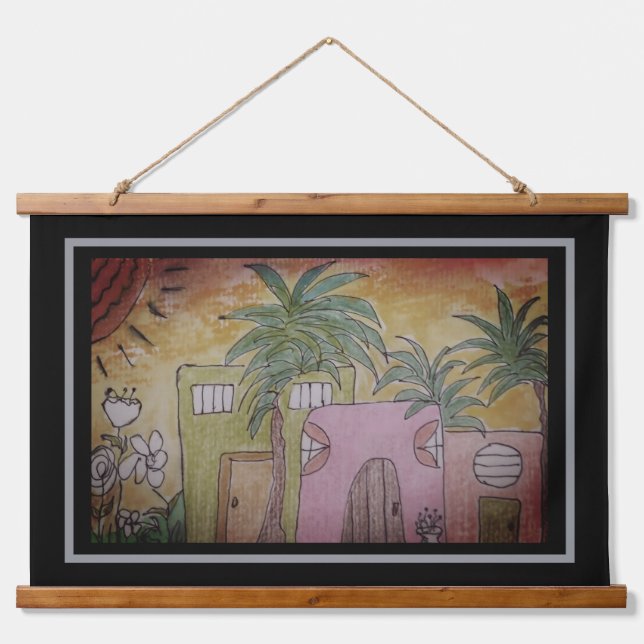 Tapisserie Suspendue Huts & Palm Trees (Devant)