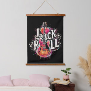 Tapisserie Suspendue I Love Rock N Roll Guitare Électrique Peinture