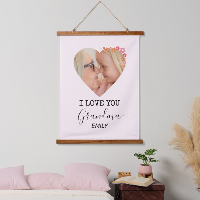 Tapisserie Suspendue I Love You Grandma | Wood Topped Wall Tapestry (Chambre à coucher)