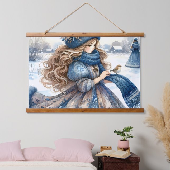Tapisserie Suspendue Imaginaire d'hiver Princesse dans un terrain de Fa (Chambre à coucher)