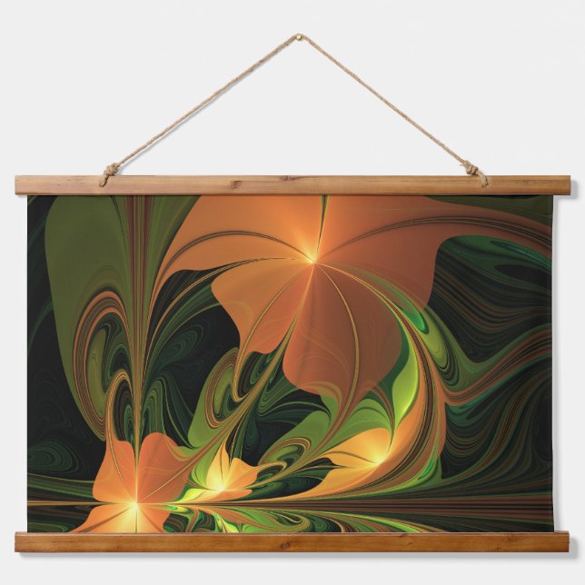 Tapisserie Suspendue Imaginaire Plante Abstrait rouille verte Brown fra (Devant)