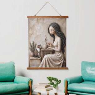 Tapisserie Suspendue Impression d'art Thé et Chat The Quiet Studio