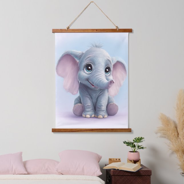 Tapisserie Suspendue Imprimerie Whimsical Ghibli Inspiré Baby Elephant  (Chambre à coucher)