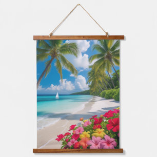 Tapisserie Suspendue "Island Bliss : Floral Beach Dream Tapestry
