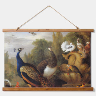 Tapisserie Suspendue Jacob Bogdani Peacock Peahen Parrots Canari