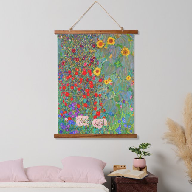 Tapisserie Suspendue Jardin agricole de Gustav Klimt avec tournesols (Chambre à coucher)