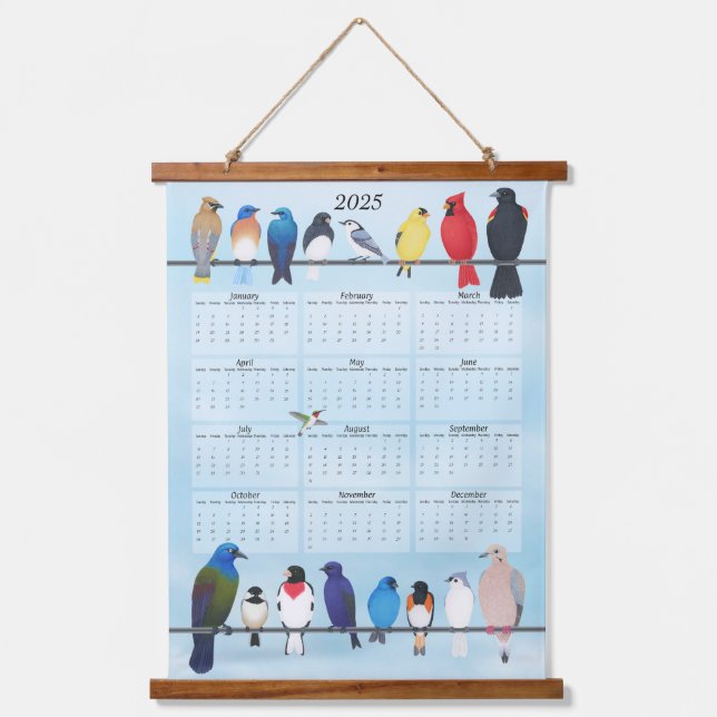 Tapisserie Suspendue jardin oiseaux 2025 calendrier mural (Recto)