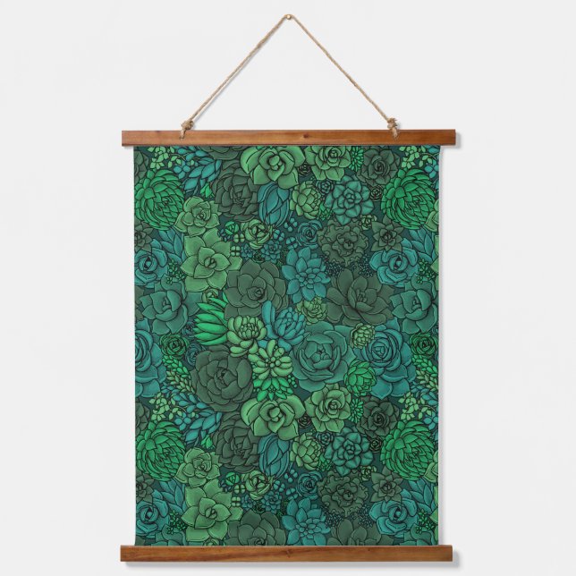 Tapisserie Suspendue Jardin succulent en vert (Recto)