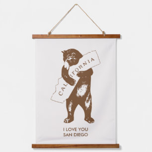 Tapisserie Suspendue Je t'aime Californie Ours Carte Ville personnalisé