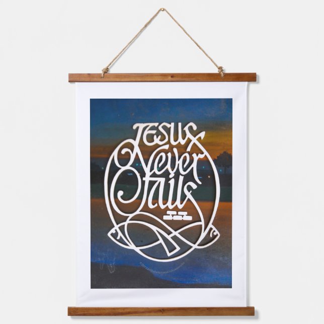 Tapisserie Suspendue JESUS ne tombe jamais en panne Topers en bois (Recto)