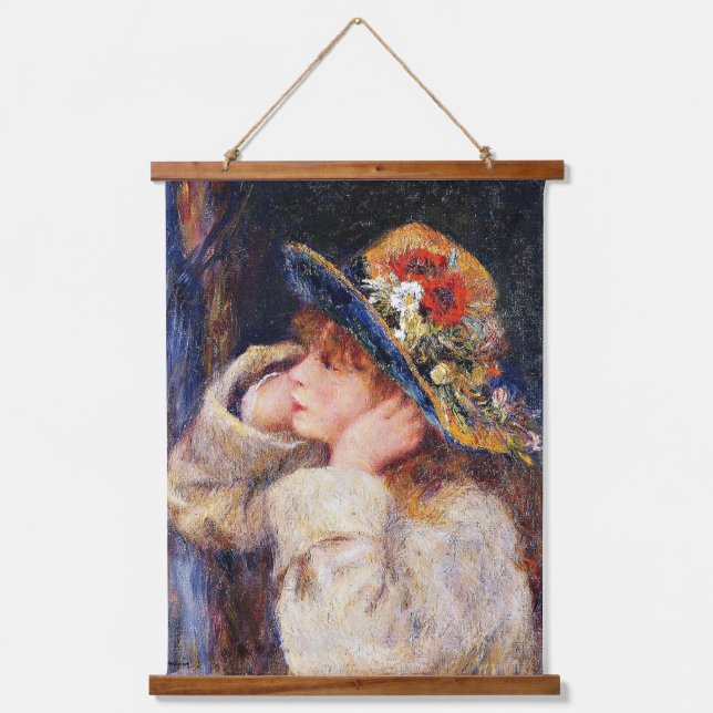 Tapisserie Suspendue Jeune fille dans un Casquette avec Fleur sauvage (Recto)