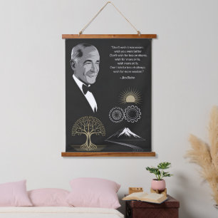Tapisserie Suspendue Jim Rohn Motivational Citation Poster Noir et Or
