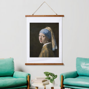 Tapisserie Suspendue Johannes Vermeer, fille avec une oreille perle