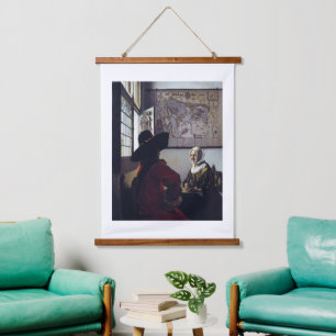 Tapisserie Suspendue Johannes Vermeer, Officier Et Fille Rirante