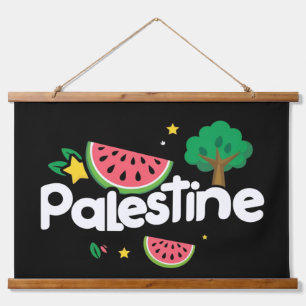 Tapisserie Suspendue Joli mot Palestine entouré d'un arbre de pastèques