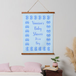 Tapisserie Suspendue Jolis Pieds de Lapin Bleu pour Garçon Baby Shower